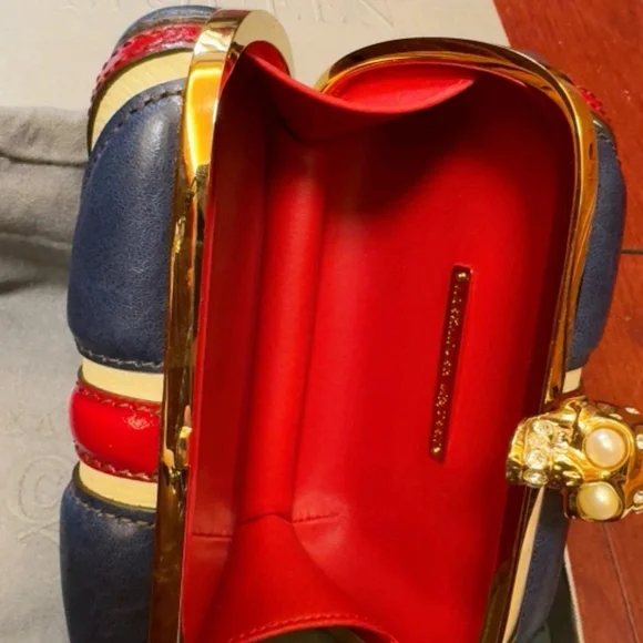 Alexander McQueen Skull Clutch - Red, Blue, Cream - Picture 6 of 6